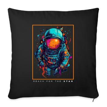 Astronaute abstrait coloré dans l’espace - Housse de coussin décorative 45 x 45 cm - noir - Devant