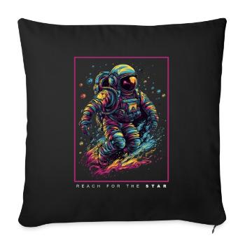 Astronaute abstrait coloré dans l’espace - Housse de coussin décorative 45 x 45 cm - noir - Devant