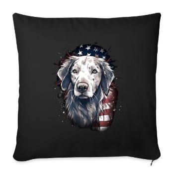 Chien Drapeau américain d’un fier amoureux des chiens - Housse de coussin décorative 45 x 45 cm - noir - Devant