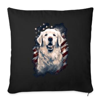Chien Drapeau américain d’un fier amoureux des chiens - Housse de coussin décorative 45 x 45 cm - noir - Devant