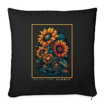 Psychédélique Tournesols Jardin Nature Cadeau - Housse de coussin décorative 45 x 45 cm - noir - Devant