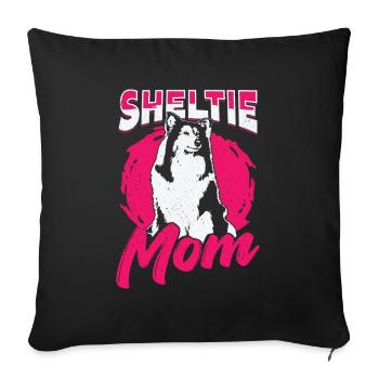 Sheltie Maman Chien Shetland Chien de berger Amoureux Cadeau - Housse de coussin décorative 45 x 45 cm - noir - Devant