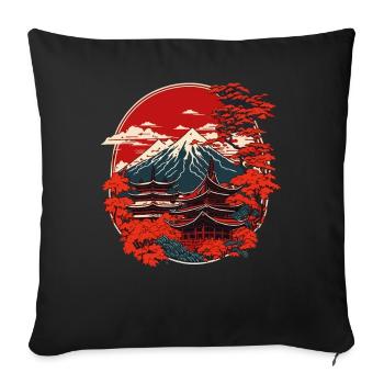 Japanische Pagode Vintage Fuji Berg China Art - Sofakissenbezug 45 x 45 cm - Schwarz - Vorne