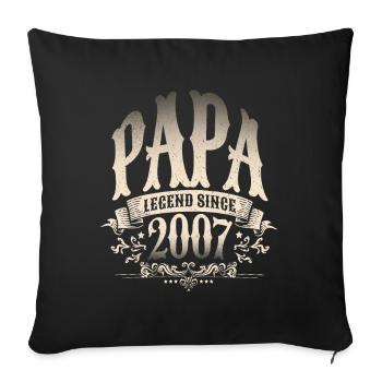 Papa Legend depuis 2007 Cadeau pour les pères fiers - Housse de coussin décorative 45 x 45 cm - noir - Devant