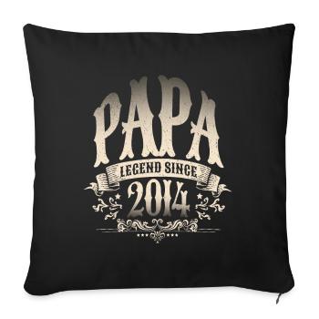 Papa Legend depuis 2014 Cadeau pour les pères fiers - Housse de coussin décorative 45 x 45 cm - noir - Devant