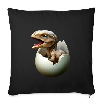 Un bébé dinosaure éclot de l’œuf - Housse de coussin décorative 45 x 45 cm - noir - Devant