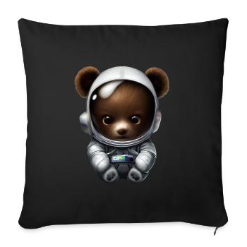 Ours en combinaison d’astronaute - Housse de coussin décorative 45 x 45 cm - noir - Devant