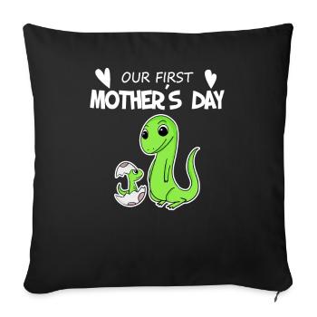 Muttertag - erster Muttertag Geschenk - Sofakissenbezug 45 x 45 cm - Schwarz - Vorne