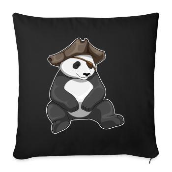 Chapeau de pirate panda - Housse de coussin décorative 45 x 45 cm - noir - Devant