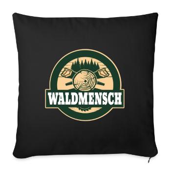Waldmensch Holzlogo - Sofakissenbezug 45 x 45 cm - Schwarz - Vorne