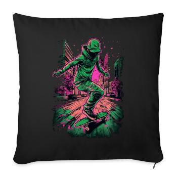 Cool Skater Skateboard - Sofa pillowcase 17,3'' x 17,3'' (45 x 45 cm) - black - Front