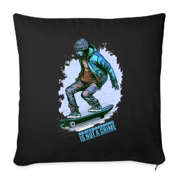 Cool Skater Skateboarding is not a Crime - Sofa pillowcase 17,3'' x 17,3'' (45 x 45 cm) - black - Front