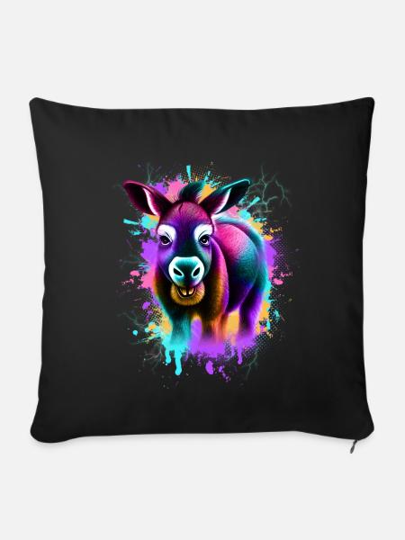 Esel Bunt - Sofakissenbezug 45 x 45 cm - Schwarz