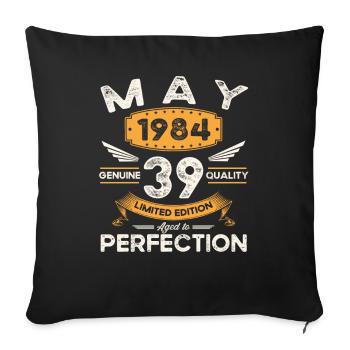 39e anniversaire Homme May né en 1984 Légendaire - Housse de coussin décorative 45 x 45 cm - noir - Devant