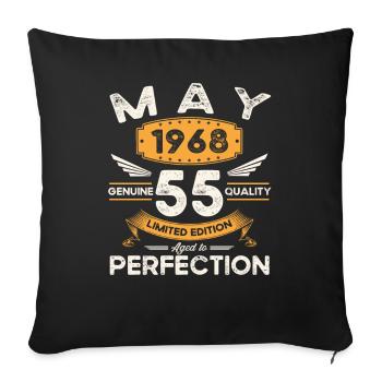 55e anniversaire Homme May né en 1968 Légendaire - Housse de coussin décorative 45 x 45 cm - noir - Devant