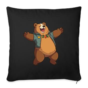 Cute cartoon bear with vest dancing into spring - Sofa pillowcase 17,3'' x 17,3'' (45 x 45 cm) - black - Front