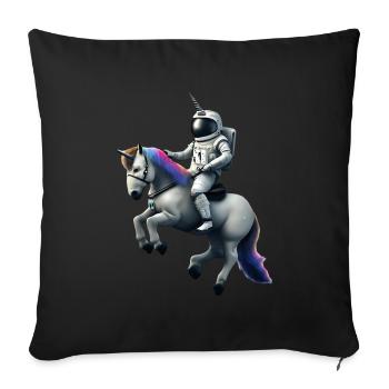 Astronaut on unicorn with unicorn helmet - Sofa pillowcase 17,3'' x 17,3'' (45 x 45 cm) - black - Front