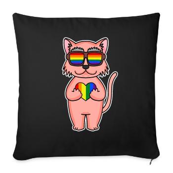 Rainbow Colorful Cat - Cool Cat - Sofa pillowcase 17,3'' x 17,3'' (45 x 45 cm) - black - Front