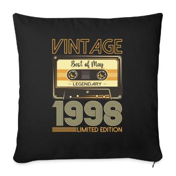 25 Birthday Man Woman Cassette May Year 1998 - Sofa pillowcase 17,3'' x 17,3'' (45 x 45 cm) - black - Front