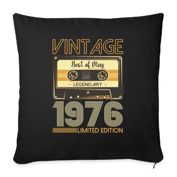 47 Birthday Man Woman Cassette May Year 1976 - Sofa pillowcase 17,3'' x 17,3'' (45 x 45 cm) - black - Front