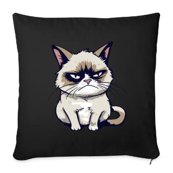 Funny Annoyed Cartoon Grump Cat - Sarcasm - Sofa pillowcase 17,3'' x 17,3'' (45 x 45 cm) - black - Front