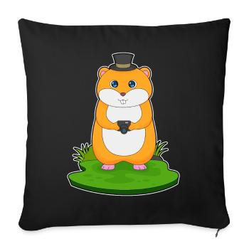 Hamster Photographe Appareil photo - Housse de coussin décorative 45 x 45 cm - noir - Devant