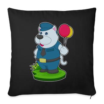 Chien Policier Ballon Police - Housse de coussin décorative 45 x 45 cm - noir - Devant