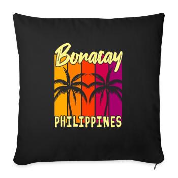 Coucher de soleil Boracay Philippines - Housse de coussin décorative 45 x 45 cm - noir - Devant