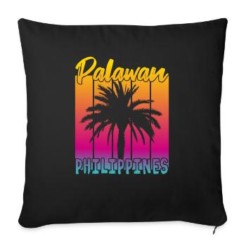 Palawan Philippines Coucher de soleil - Housse de coussin décorative 45 x 45 cm - noir - Devant