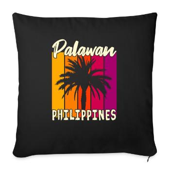 Palawan Philippines Coucher de soleil - Housse de coussin décorative 45 x 45 cm - noir - Devant