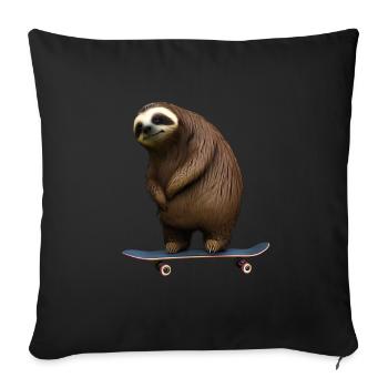 Skateboard Sloth - Sofa pillowcase 17,3'' x 17,3'' (45 x 45 cm) - black - Front