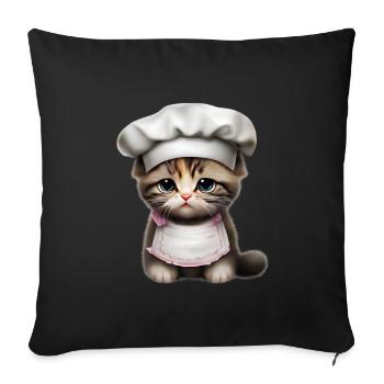 Chef Chat - Housse de coussin décorative 45 x 45 cm - noir - Devant