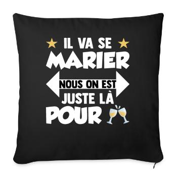 Humour EVG Cadeau Futur Marié Garçon Mariage Team - Housse de coussin décorative 45 x 45 cm - noir - Devant