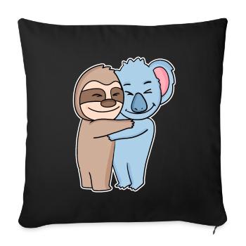 Câlins paresseux et koala - câlins - Housse de coussin décorative 45 x 45 cm - noir - Devant
