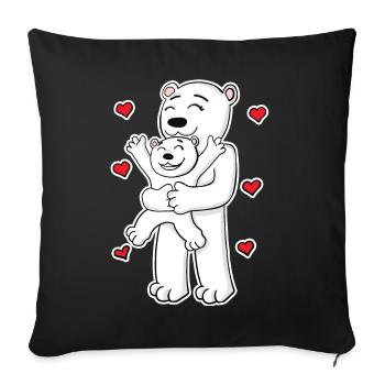 Polar Bear Family - Polar Bear with Baby - Sofa pillowcase 17,3'' x 17,3'' (45 x 45 cm) - black - Front