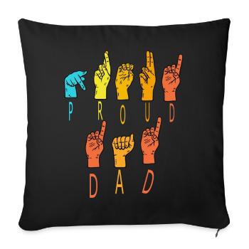 Proud Dad Regenbogenhände - Sofakissenbezug 45 x 45 cm - Schwarz - Vorne