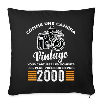 Caméra vintage 2000 cadeau anniversaire humour - Housse de coussin décorative 45 x 45 cm - noir - Devant