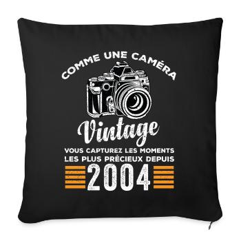 Caméra vintage 2004 cadeau anniversaire humour - Housse de coussin décorative 45 x 45 cm - noir - Devant