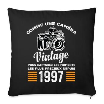 Caméra vintage 1997 cadeau anniversaire humour - Housse de coussin décorative 45 x 45 cm - noir - Devant