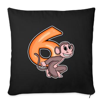 6 Birthday 6 years old with animal motif - six - Sofa pillowcase 17,3'' x 17,3'' (45 x 45 cm) - black - Front