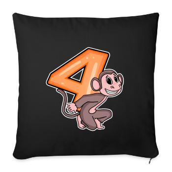 4 birthday 4 years old with animal motif - four - Sofa pillowcase 17,3'' x 17,3'' (45 x 45 cm) - black - Front