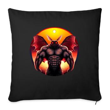 Mothman au coucher du soleil - Housse de coussin décorative 45 x 45 cm - noir - Devant