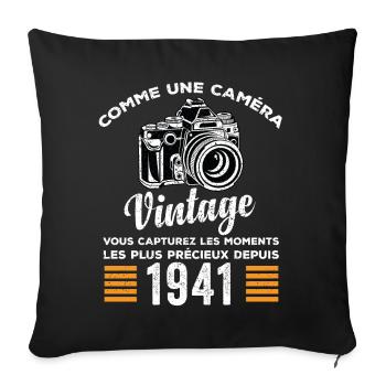 Caméra vintage 1941cadeau anniversaire humour - Housse de coussin décorative 45 x 45 cm - noir - Devant