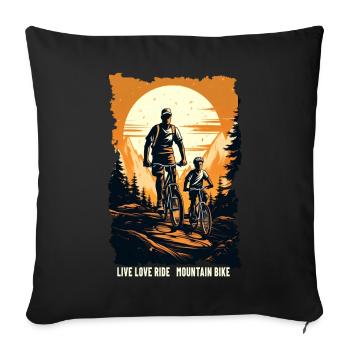 Father and son mountain bike mountain biker gift - Sofa pillowcase 17,3'' x 17,3'' (45 x 45 cm) - black - Front