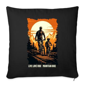 Father and son mountain bike mountain biker gift - Sofa pillowcase 17,3'' x 17,3'' (45 x 45 cm) - black - Front