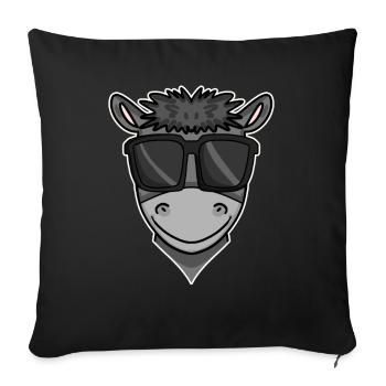 Cool donkey with sunglasses - Sofa pillowcase 17,3'' x 17,3'' (45 x 45 cm) - black - Front