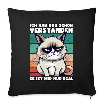 Lustige Grump Cat - Ich Hab Das Schon Verstanden - Sofakissenbezug 45 x 45 cm - Schwarz - Vorne