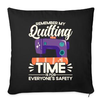 Quilten Geschenk Nähen Stricken Quilter - Sofakissenbezug 45 x 45 cm - Schwarz - Vorne