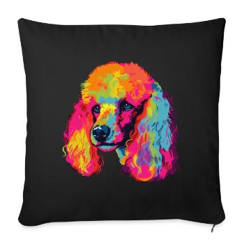 Caniche Chien Coloré - Housse de coussin décorative 45 x 45 cm - noir - Devant