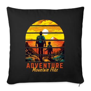 Randonnée en plein air Walker Père et Fils Cadeau - Housse de coussin décorative 45 x 45 cm - noir - Devant